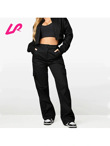 high waisted black cargo pants